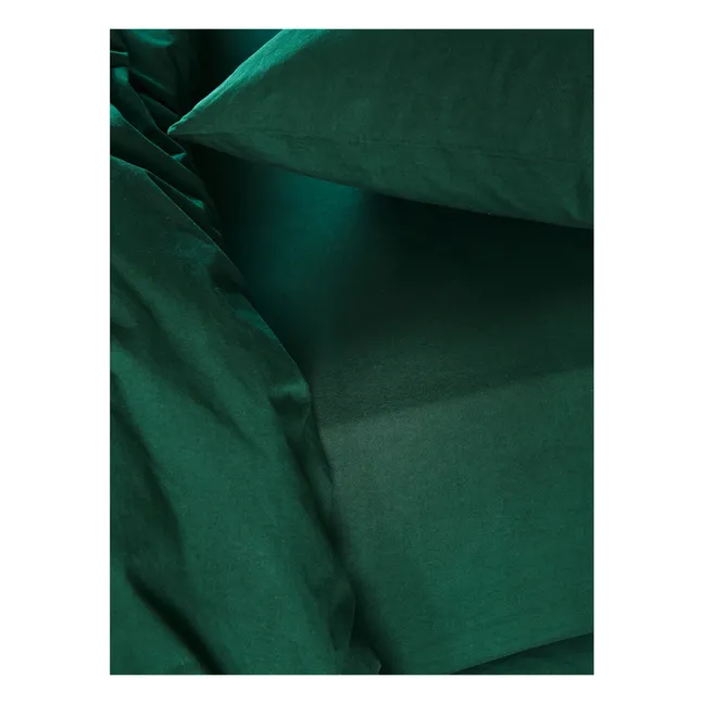Celeste fitted sheet in organic cotton | Dark green