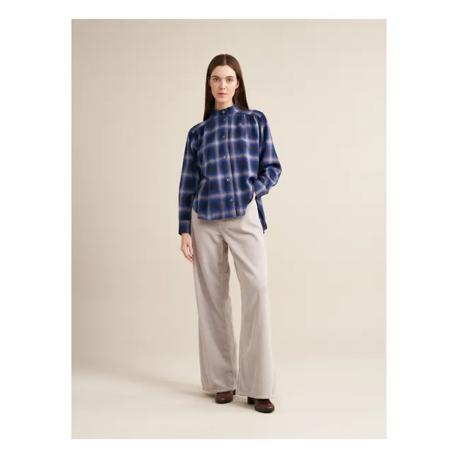 Peachy Karo Bluse - Damenkollektion | Dunkelblau