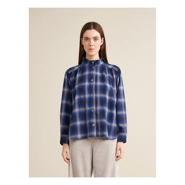 Peachy Karo Bluse - Damenkollektion | Dunkelblau