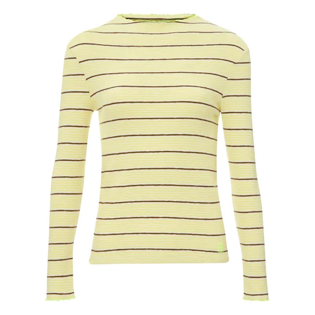 Niba T-Shirt Streifen - Damenkollektion | Blasses Gelb