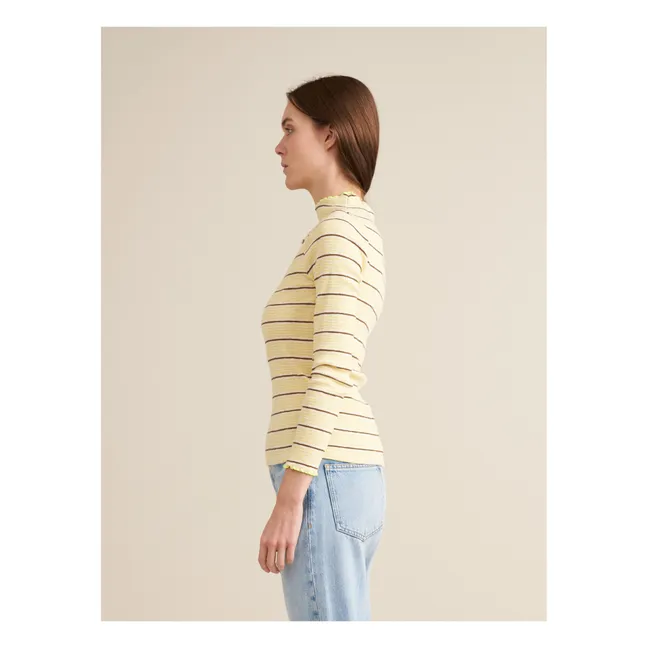 Niba T-Shirt Streifen - Damenkollektion | Blasses Gelb