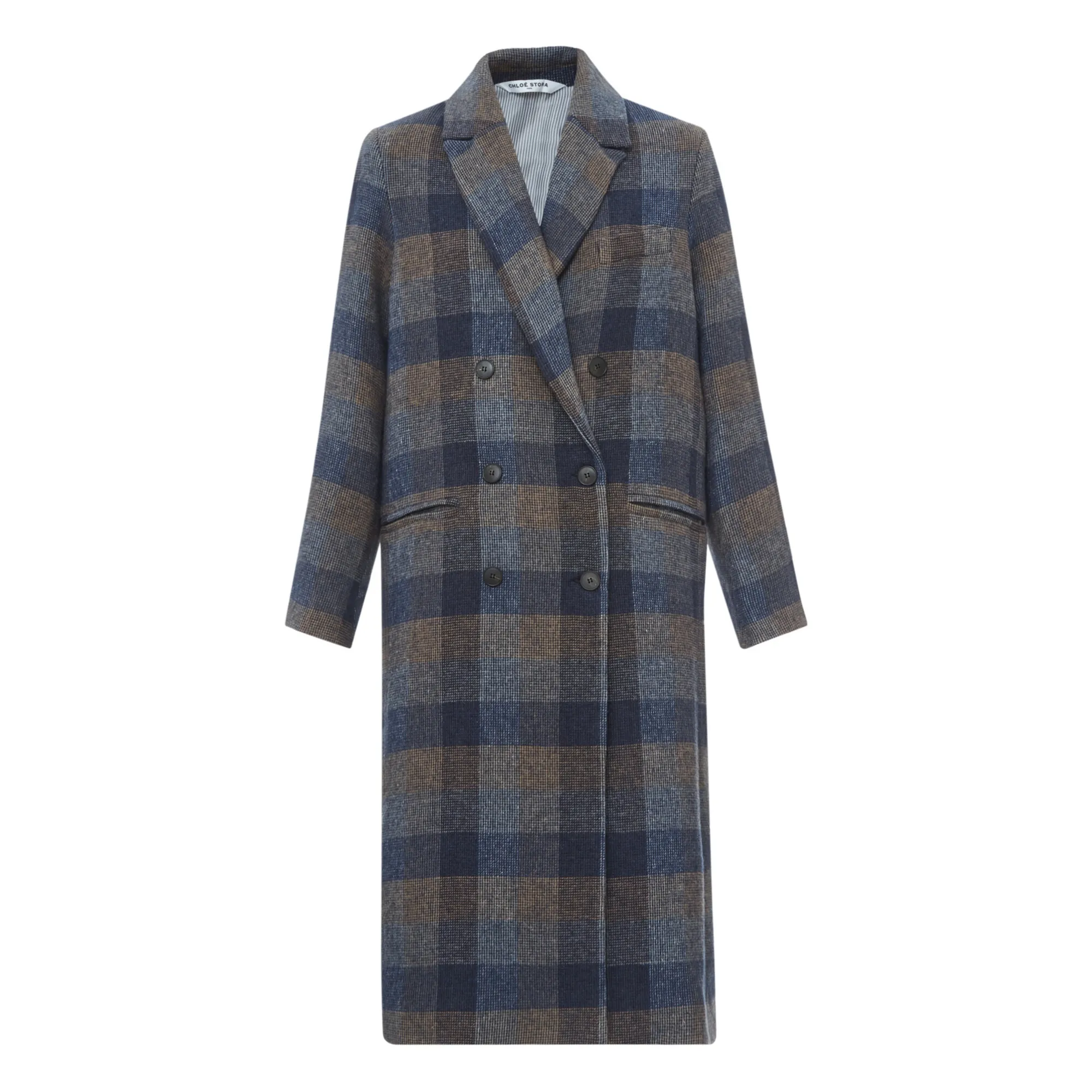 Chloé Stora Blue Gabin Carreaux Coat