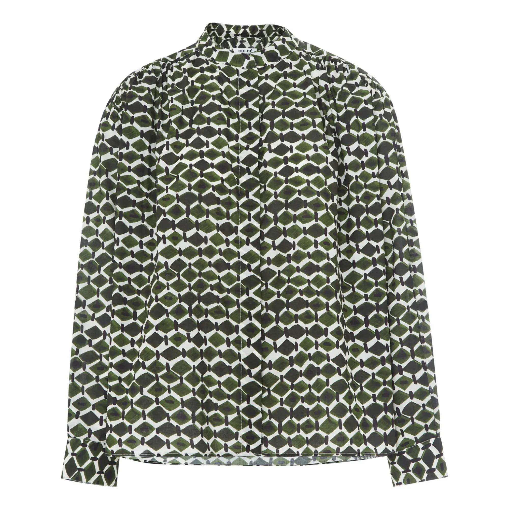 Chloé Stora Khaki Derrick Printed Poplin Blouse