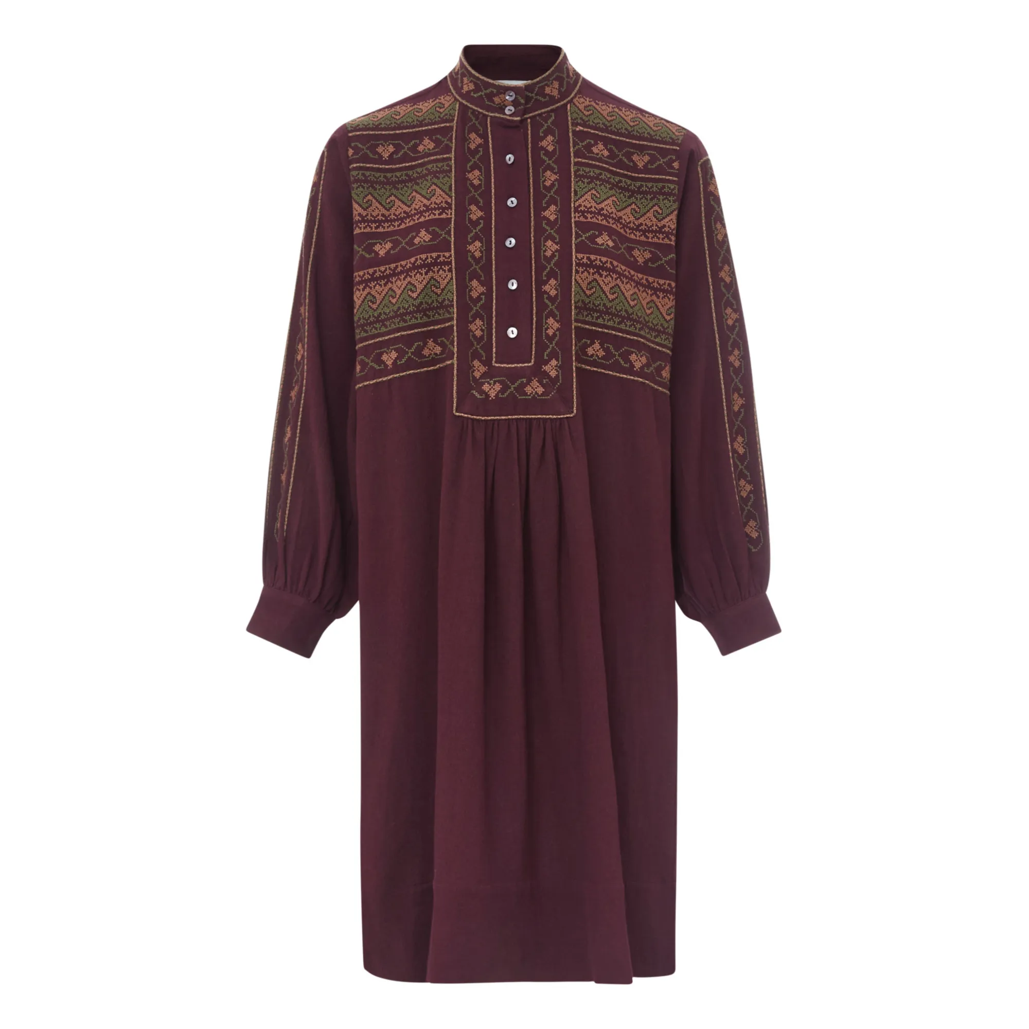Antik Batik Burgundy Luna Cotton Crepe Dress