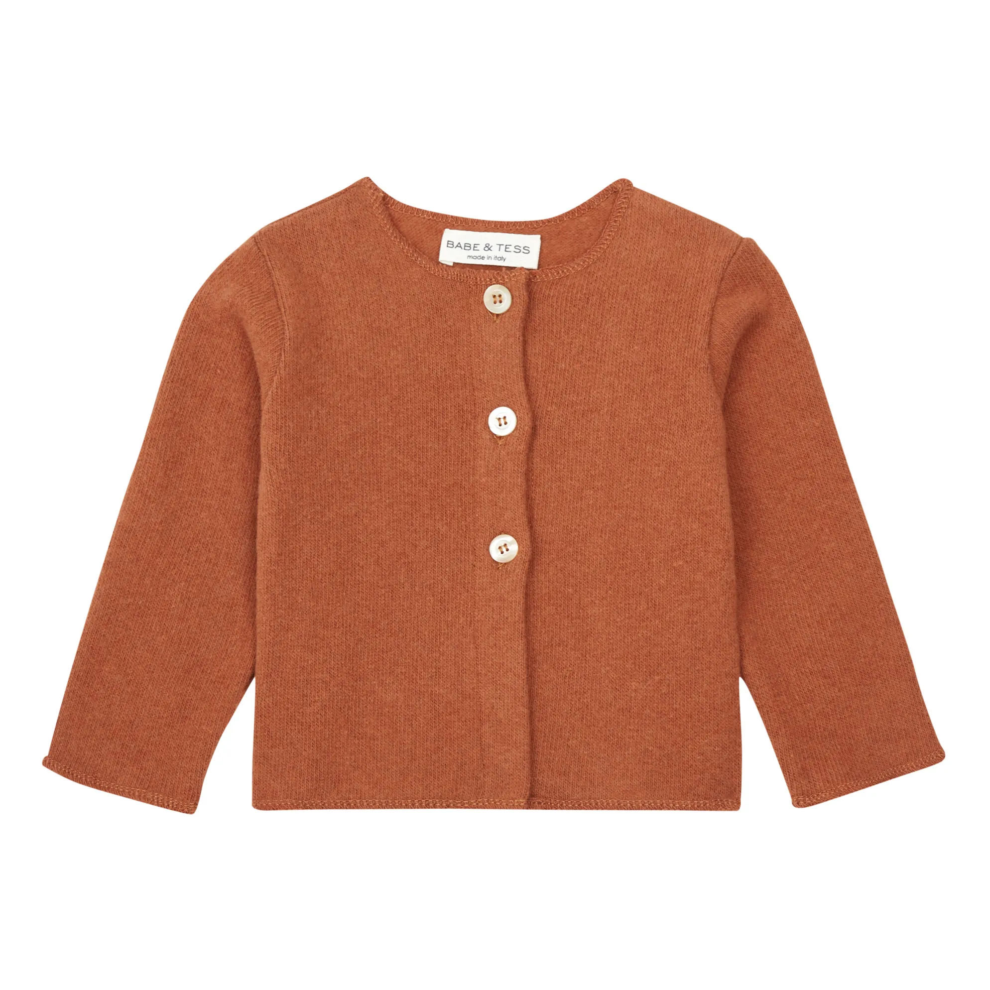Babe & Tess Rust Buttoned Knit Cardigan