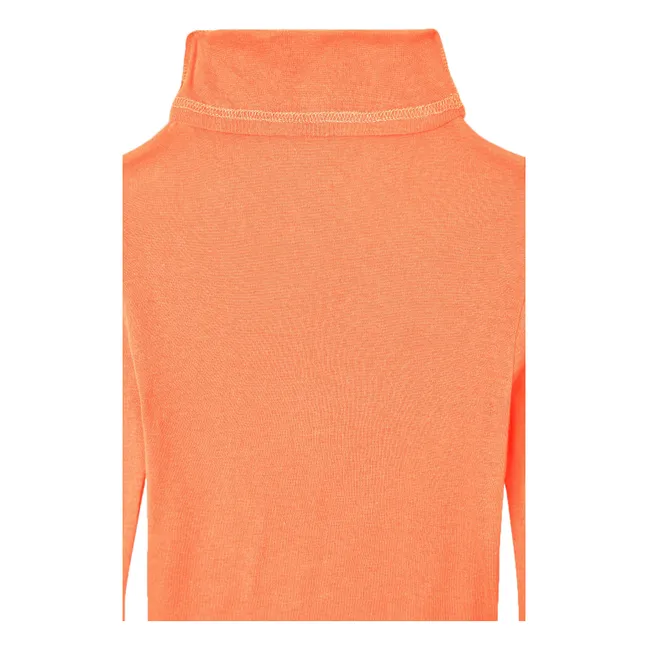 Camiseta de manga larga y cuello vuelto de algodón Supima de Massachusetts | Naranja flúor