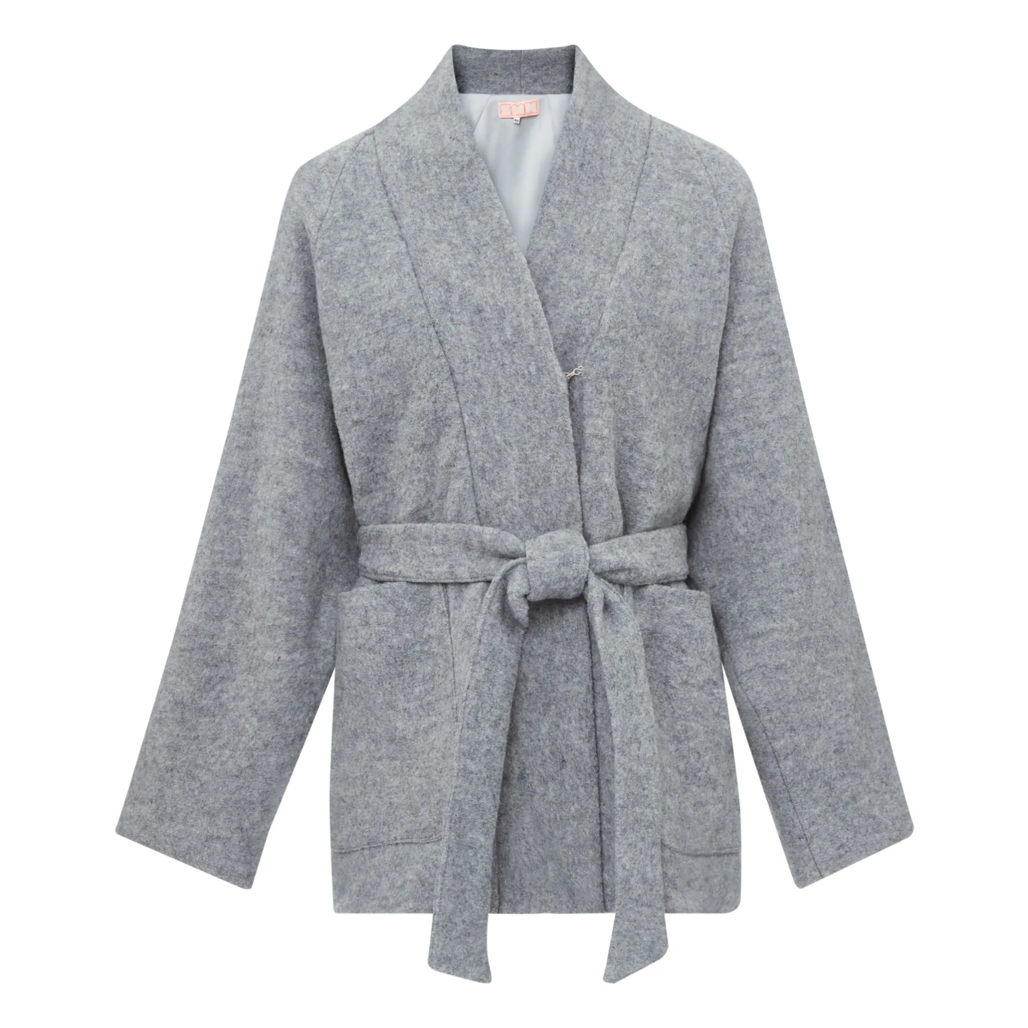 Sea Me Happy Heather Grey Pooler Wool Belted Jacket