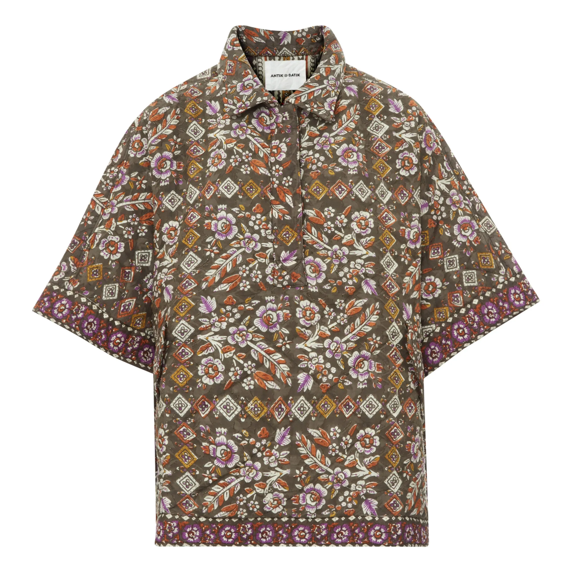Antik Batik Brown Flora Quilted Poncho