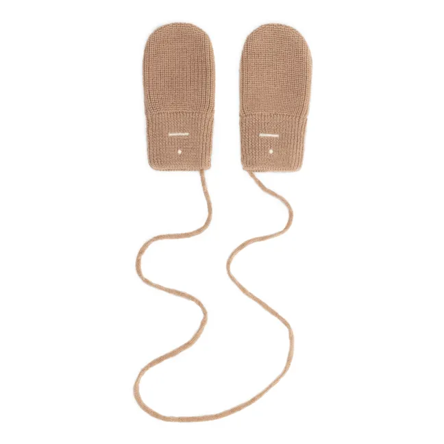 Baby Knitted Mittens | Camel