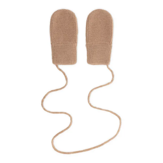 Baby Knitted Mittens | Camel