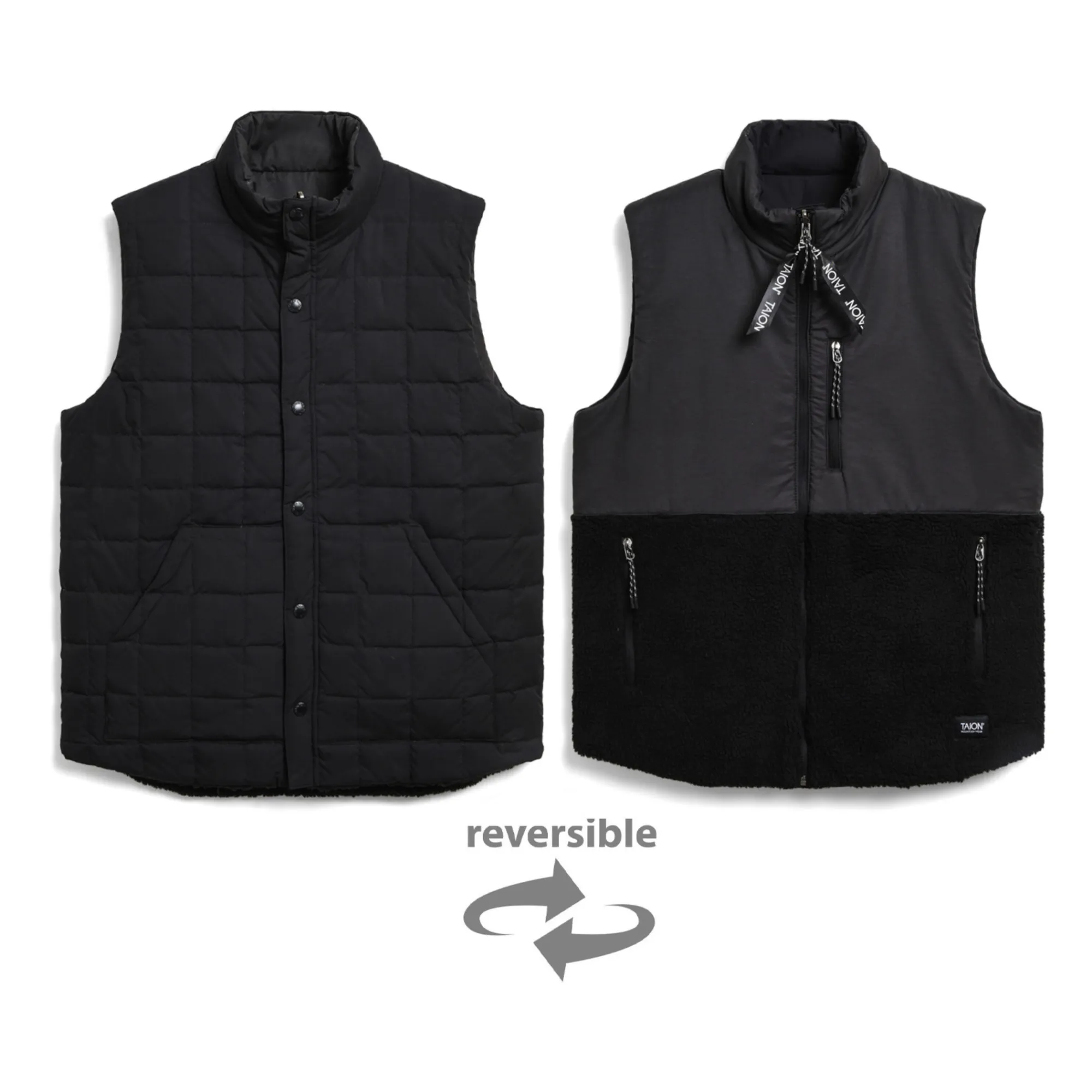 Taion Unisex Black Mountain Reversible Sleeveless Jacket
