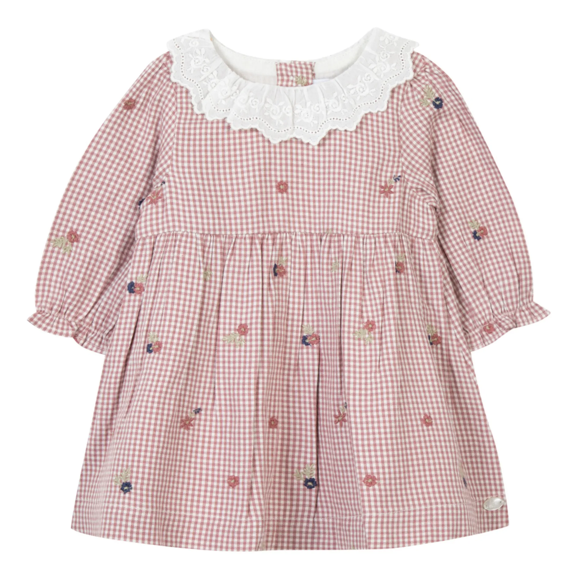 Tartine Et Chocolat Dark Purple Embroidered Check Dress