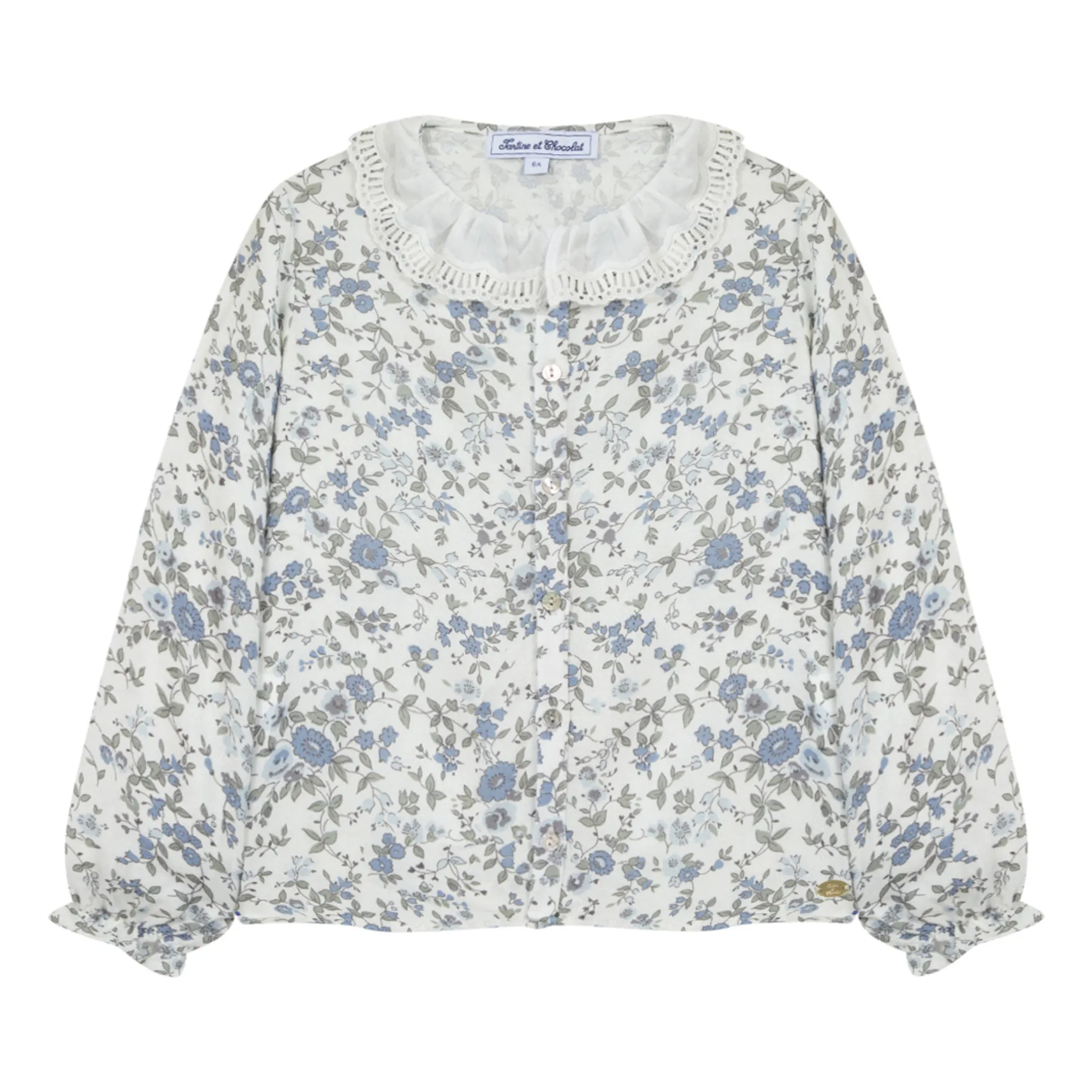 Tartine Et Chocolat Ecru Viscose And Wool Floral Blouse