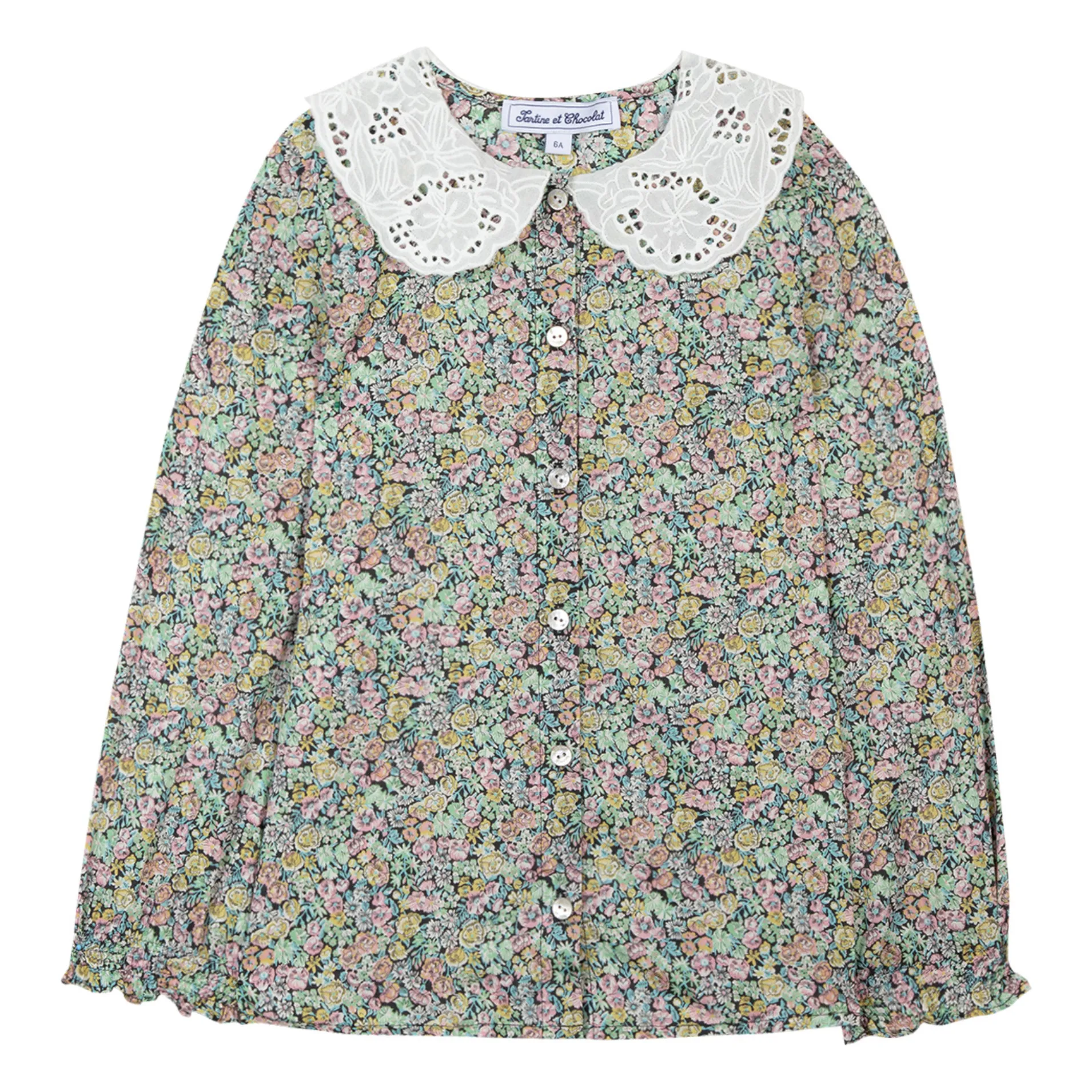 Tartine Et Chocolat Black Liberty Exclusif Embroidered Collar Blouse