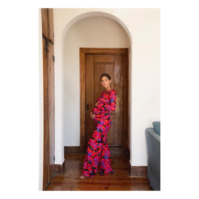 Schwangerschaftshose Andrea Flower Power | Rot