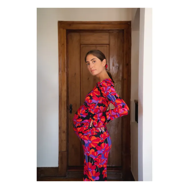 Pantalones de embarazada Andrea Flower Power | Rosa Fushia