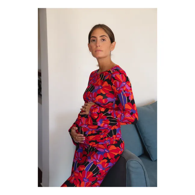Pantalones de embarazada Andrea Flower Power | Rosa Fushia