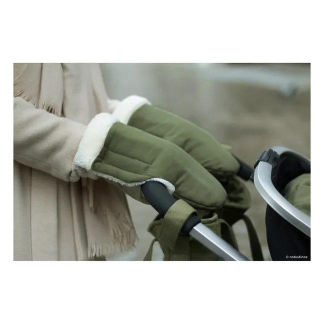 Organic cotton stroller mittens | Khaki