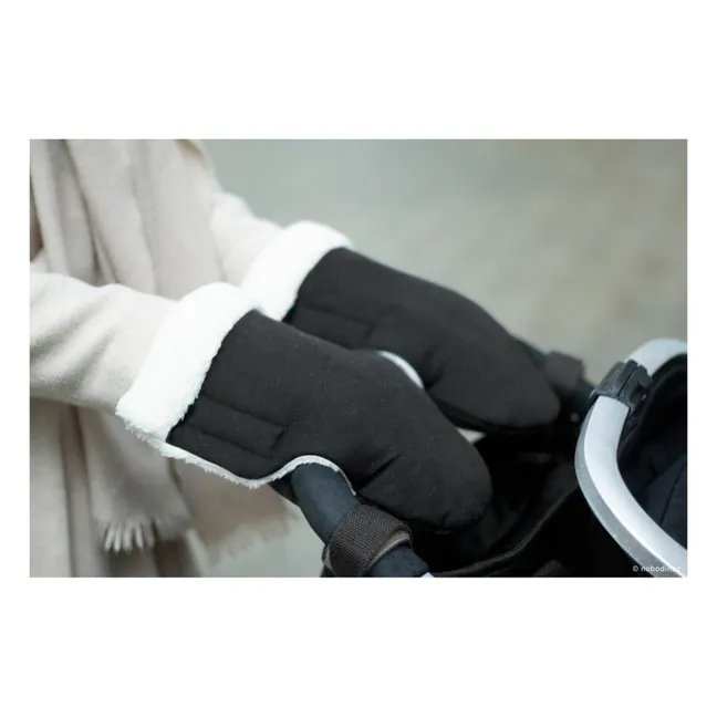 Organic cotton stroller mittens | Black