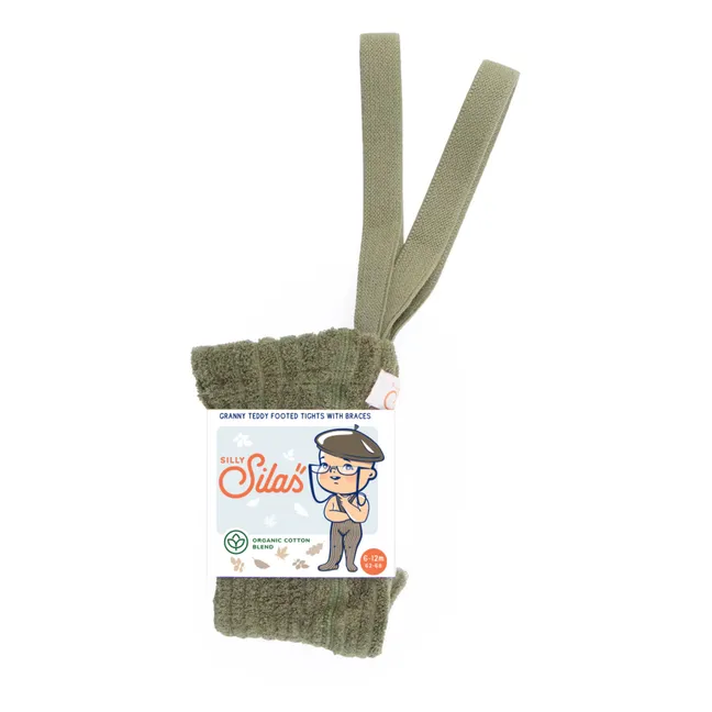 Trägerstrumpfhose Bio-Baumwolle Frottee Granny Teddy | Olive