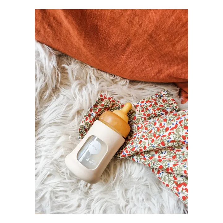 Biberon en verre à col large avec housse de protection Débit lent | Rose poudré- Image produit n°2