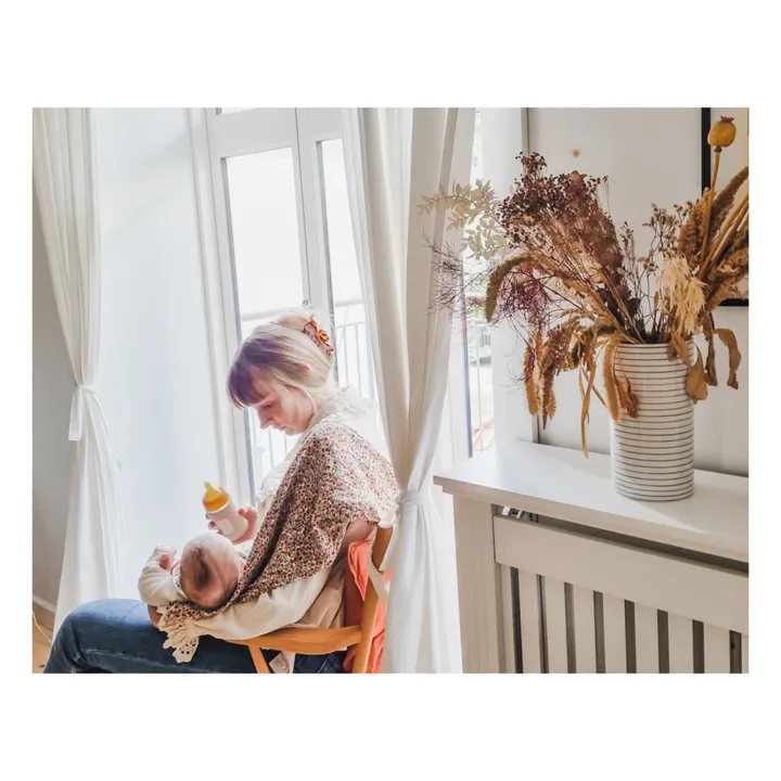 Biberon en verre à col large avec housse de protection Débit lent | Rose poudré- Image produit n°5