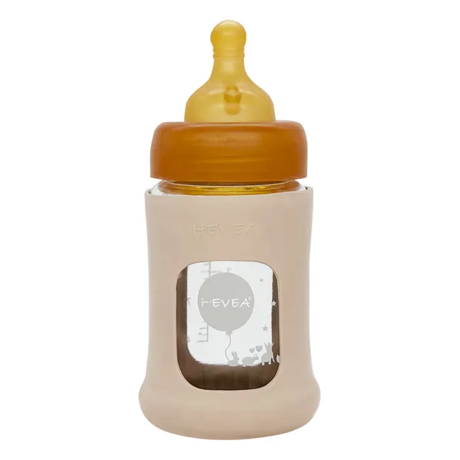 Slow Flow Wide-Neck Glass Bottle with Protective Sleeve | Sand