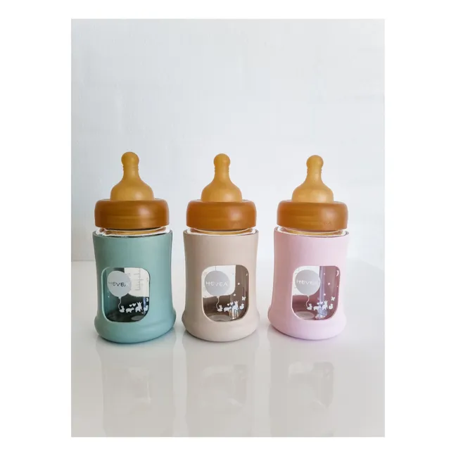Slow Flow Wide-Neck Glass Bottle with Protective Sleeve | Sand