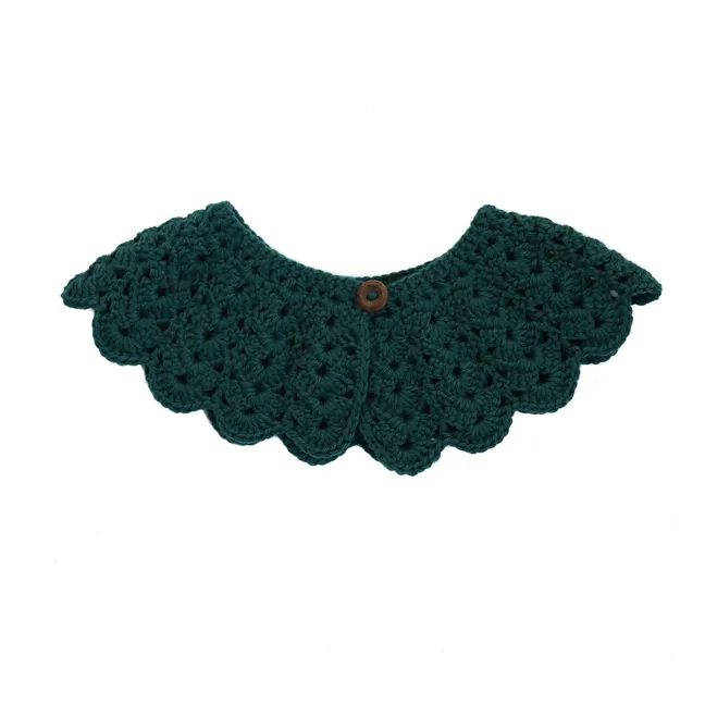 Cuello de ganchillo Idalia Merino | Verde Abeto