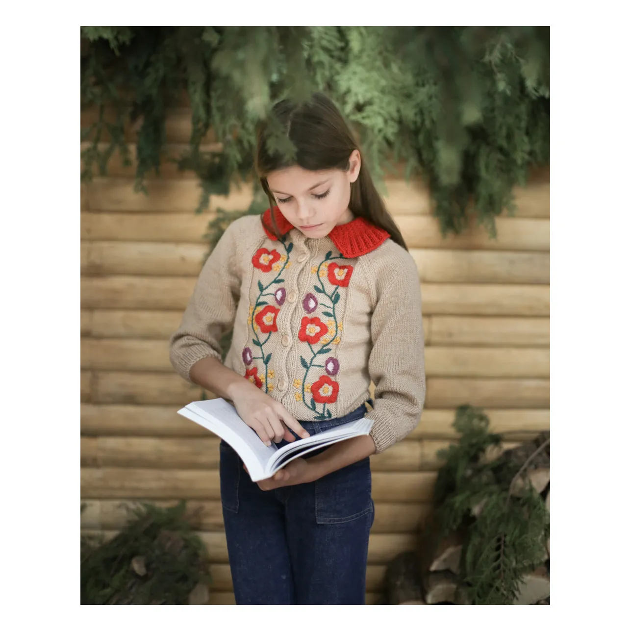 Olivia Handmade and Embroidered Merino Cardigan | Brown- Product image n°1