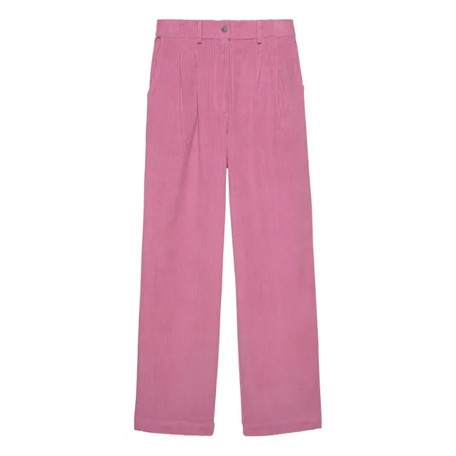 Pantaloni con pinces di velluto a costine | Rosa confetto