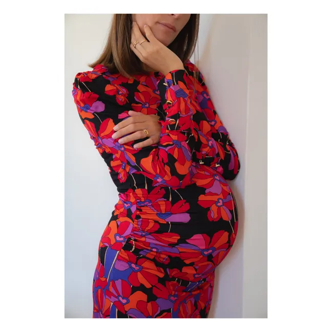 Thelma Flower Maternity Dress | Red
