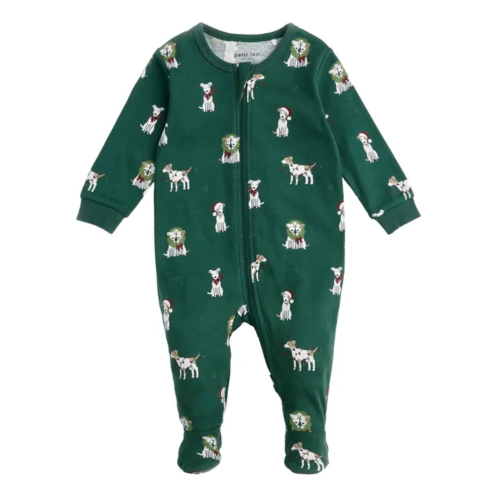Pijama de una pieza de algodón ecológico Jack Russel | Verde Abeto- Imagen del producto n°0
