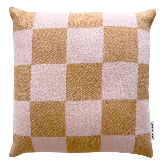 Funda de cojín de lana Damier | Terracotta