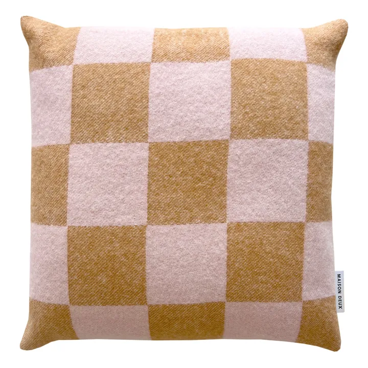 Housse de coussin en laine Damier | Terracotta- Image produit n°0