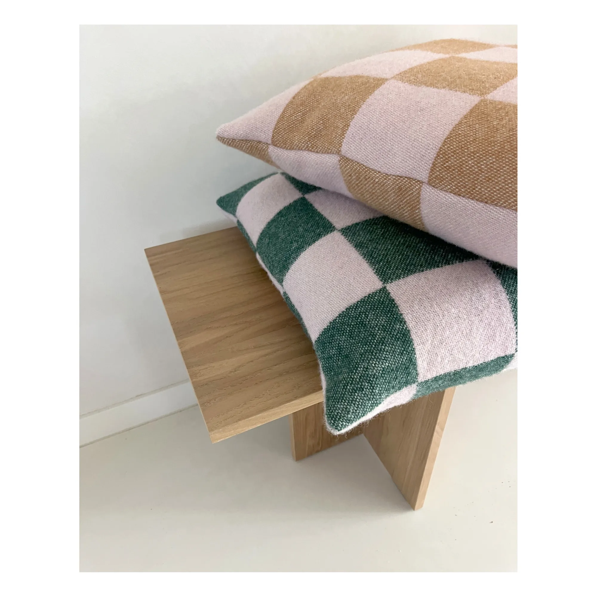 Housse de coussin en laine Damier | Terracotta- Image produit n°1
