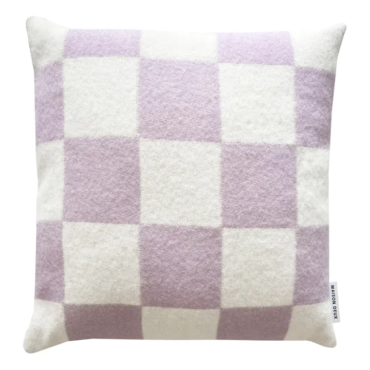 Housse de coussin en laine Damier | 	Lilas- Image produit n°0
