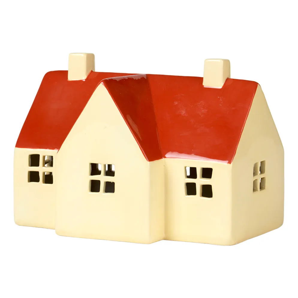 Photophore Maison en céramique  | Jaune pâle- Image produit n°0