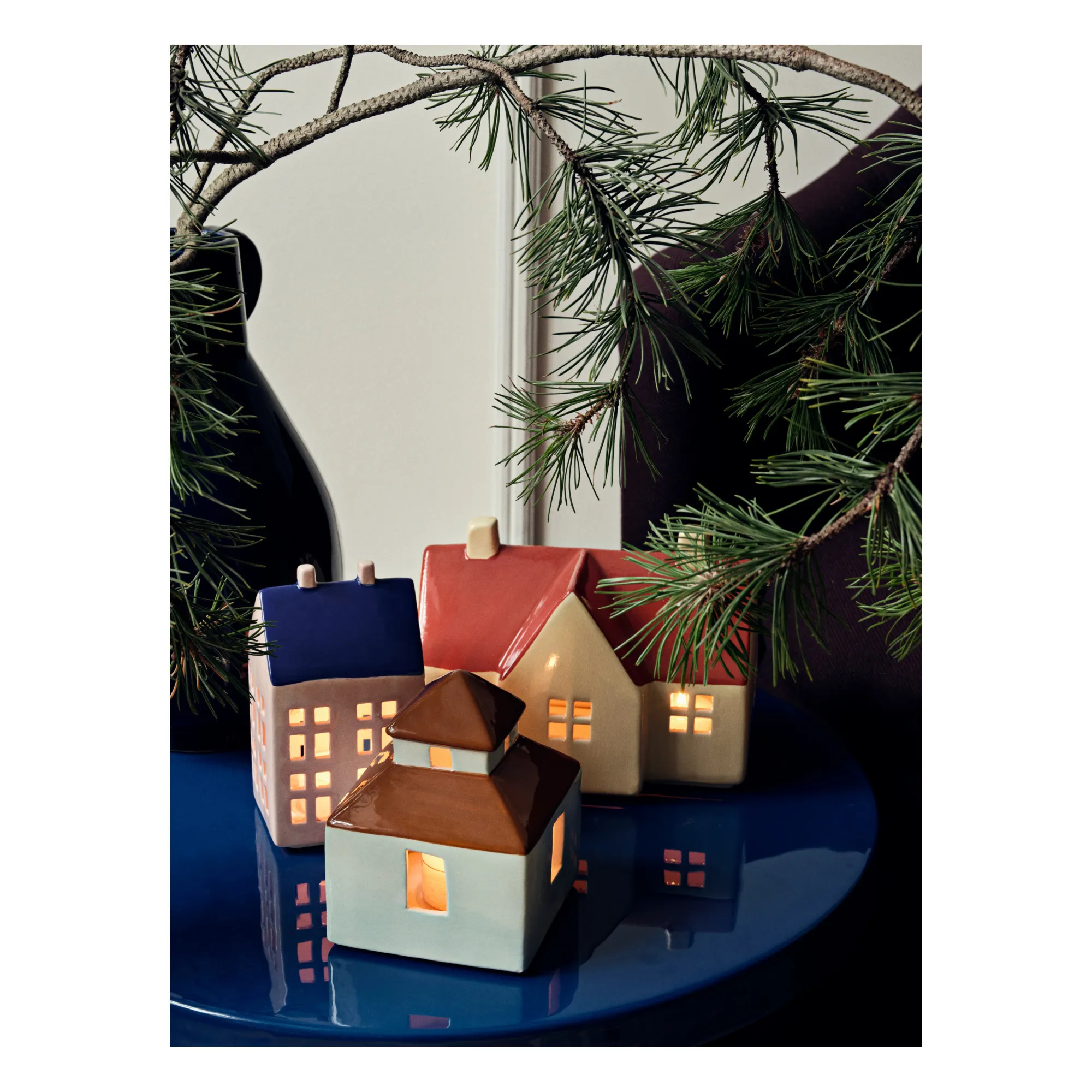 Photophore Maison en céramique  | Jaune pâle- Image produit n°1