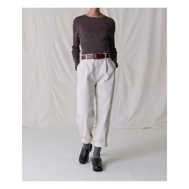 Mela Metallic Thin Sweater | Plum