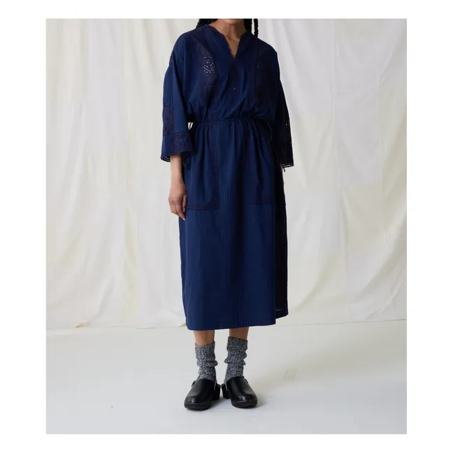 Roxy Dress Embroidery Organic Cotton | Midnight blue