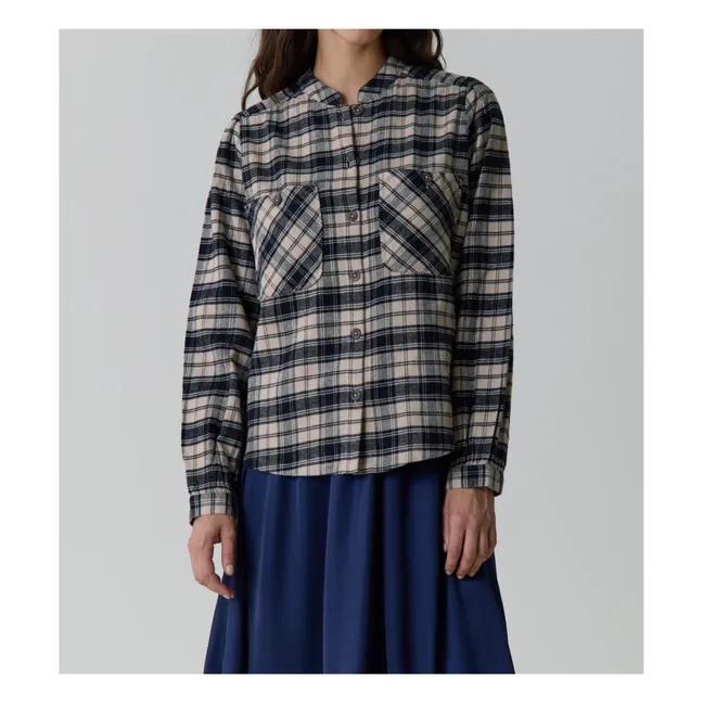 Blouse Chrono Check Flanelle de Coton Bio | Noir