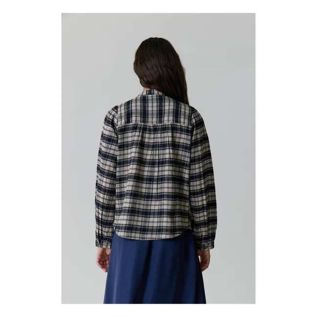 Blouse Chrono Check Flanelle de Coton Bio | Noir