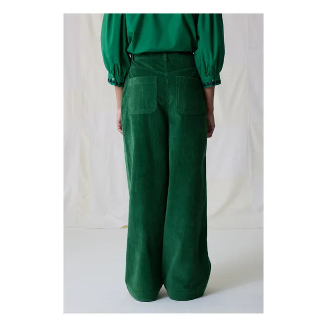 Pantalón de pana de algodón orgánico Philou | Verde