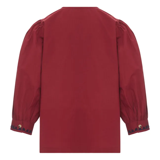 Bluse mit Stickereien aus Bio-Baumwolle | Rot