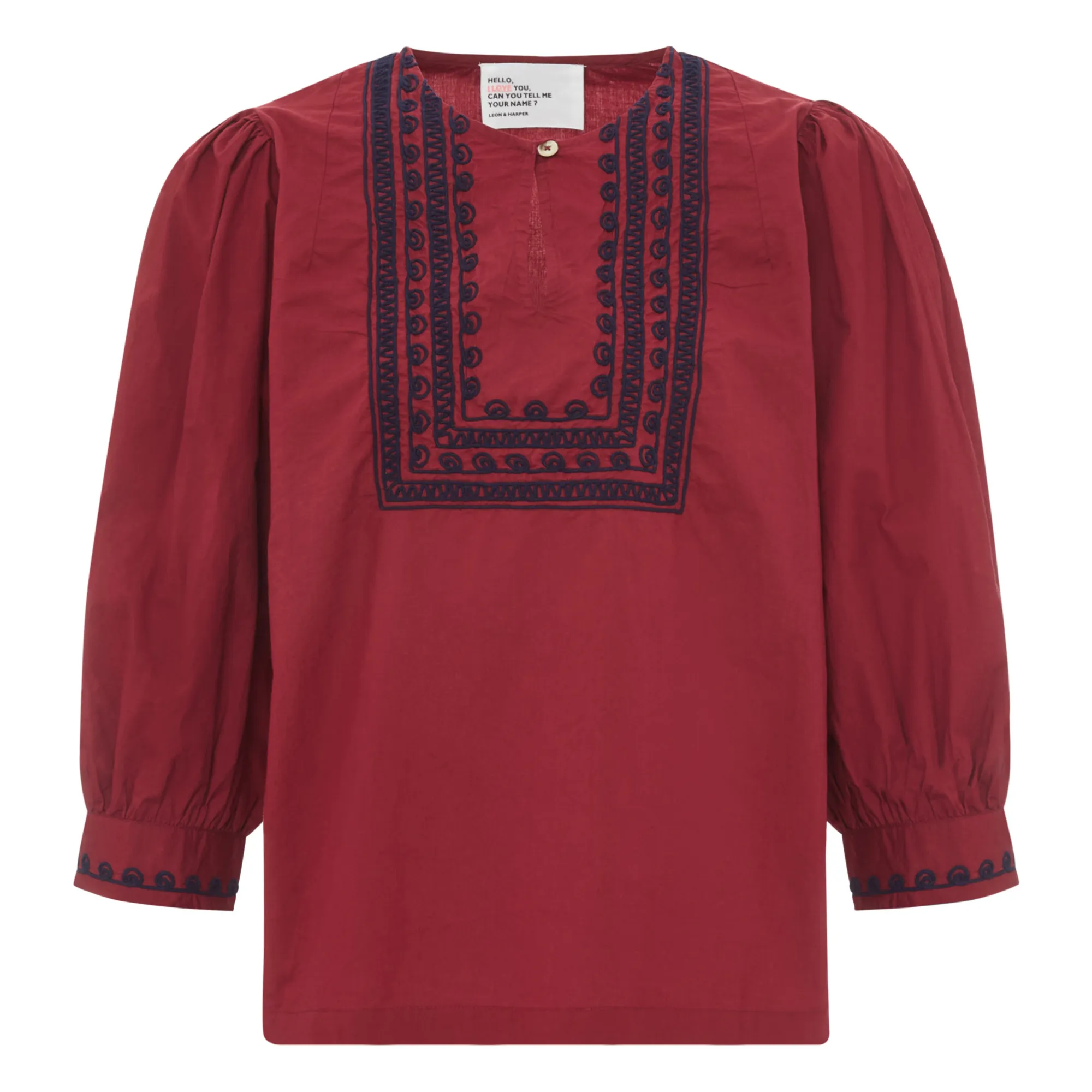 Leon & Harper Red Coquine Blouse Embroidery Organic Cotton