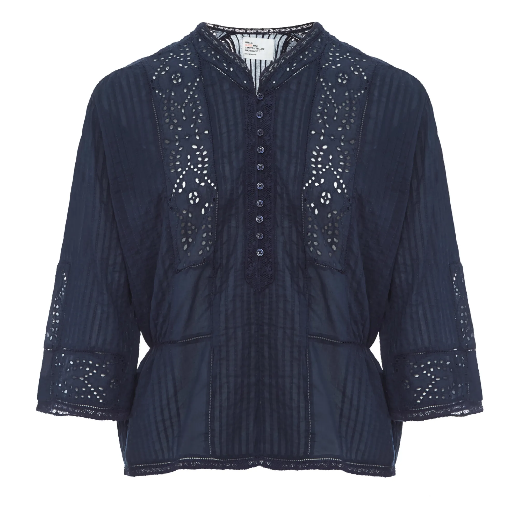 Leon & Harper Midnight Blue Blouse Come Broderies Organic Cotton
