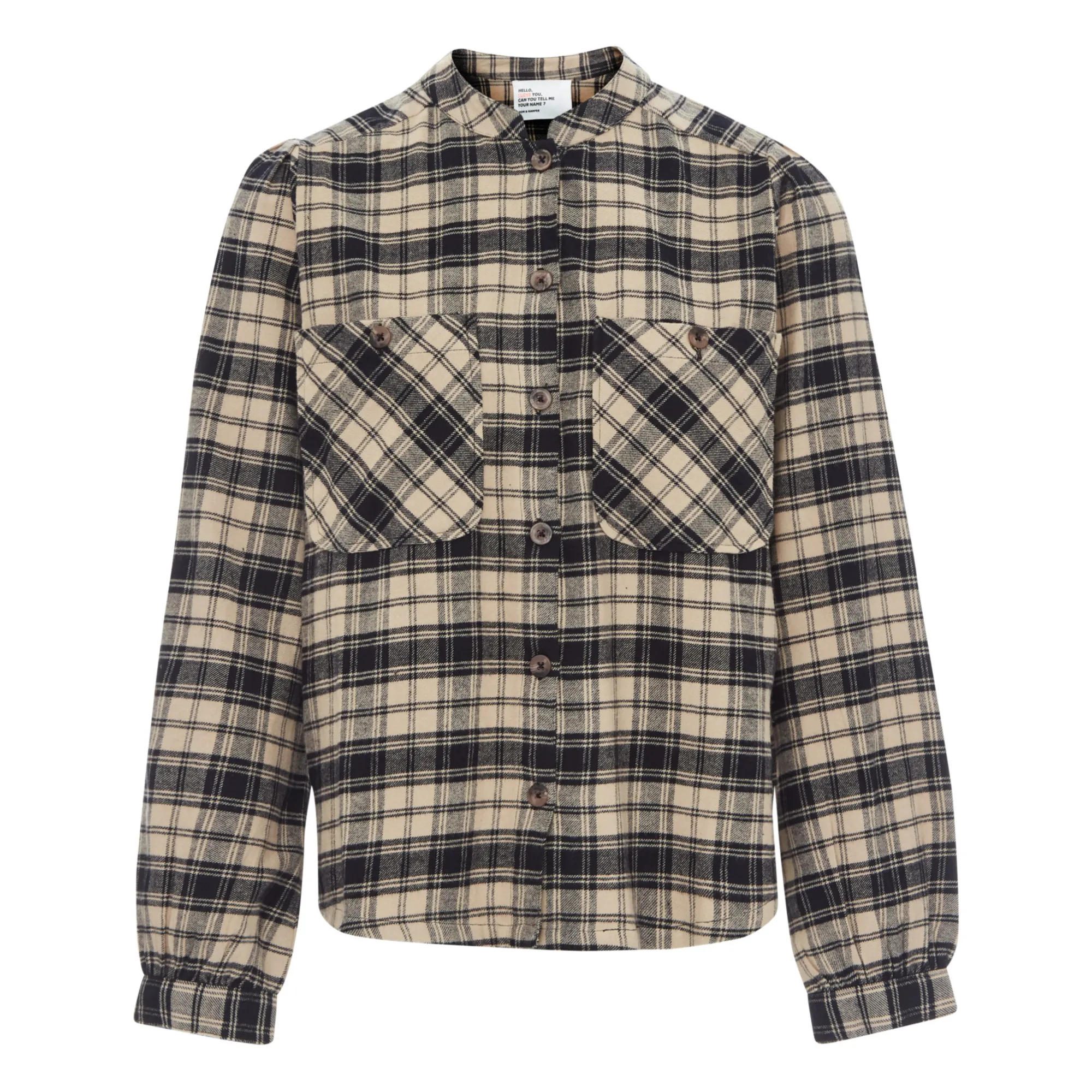 Leon & Harper Black Chrono Check Organic Cotton Flannel Blouse
