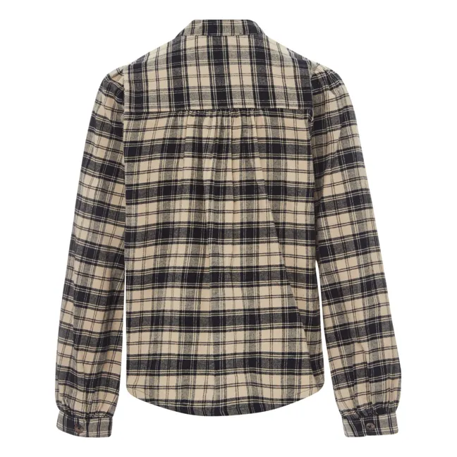 Blouse Chrono Check Flanelle de Coton Bio | Noir