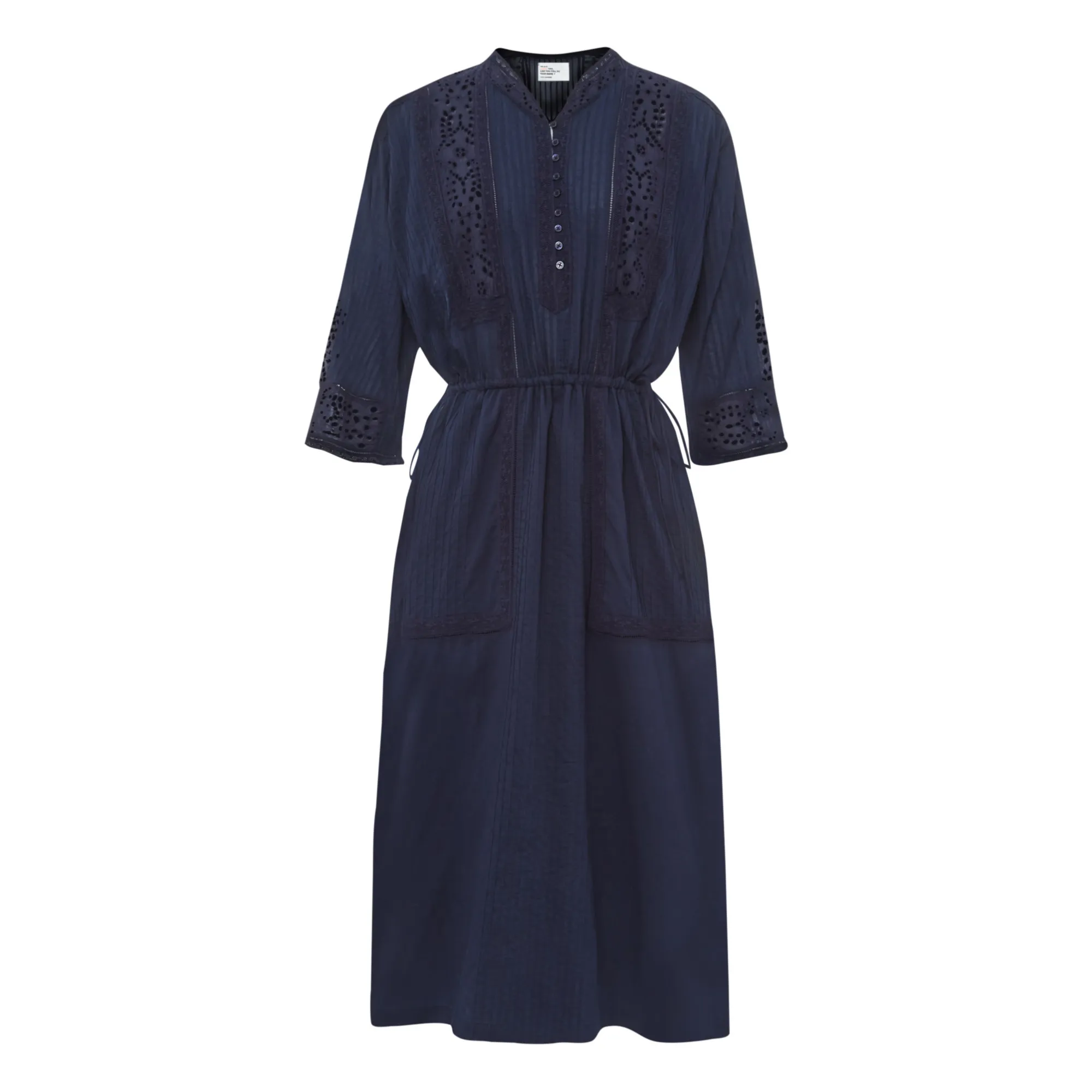 Leon & Harper Midnight Blue Roxy Dress Embroidery Organic Cotton